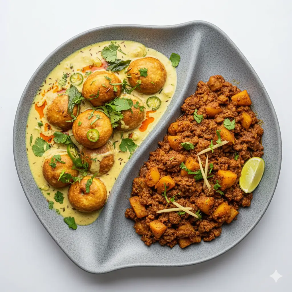 Karhi Pakora / Aloo Qeema